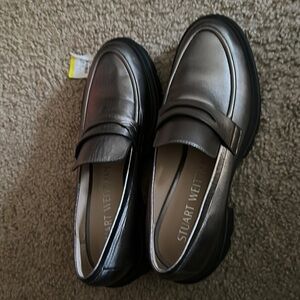 New silver leather shoes Size 9.5 Stuart Weitzman